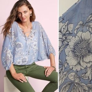 CAbi Sirena Floral Stripe Dolman Top Style #5387  - Like New